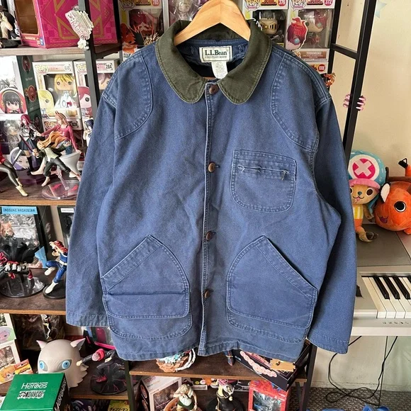 Vintage L.L. Bean Canvas Barn Chore Jacket Navy Men’s L Tall USA H148 - Picture 1 of 9